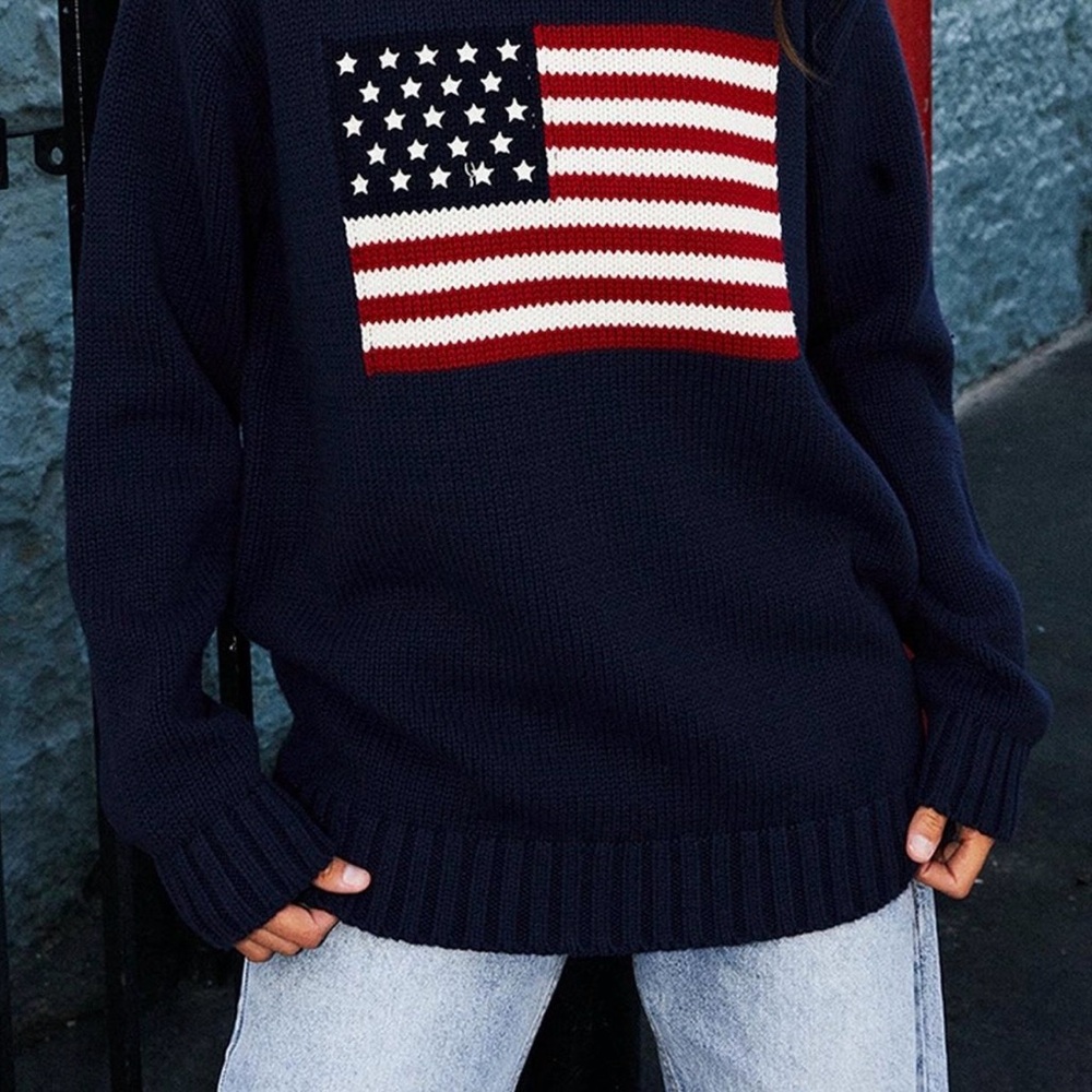 Brandy Melville Navy American Flag Sweater